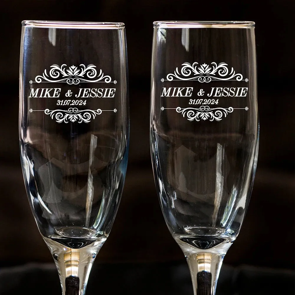 Funki Buys | Glasses | Champagne Flutes | Custom Mr. and Mrs.