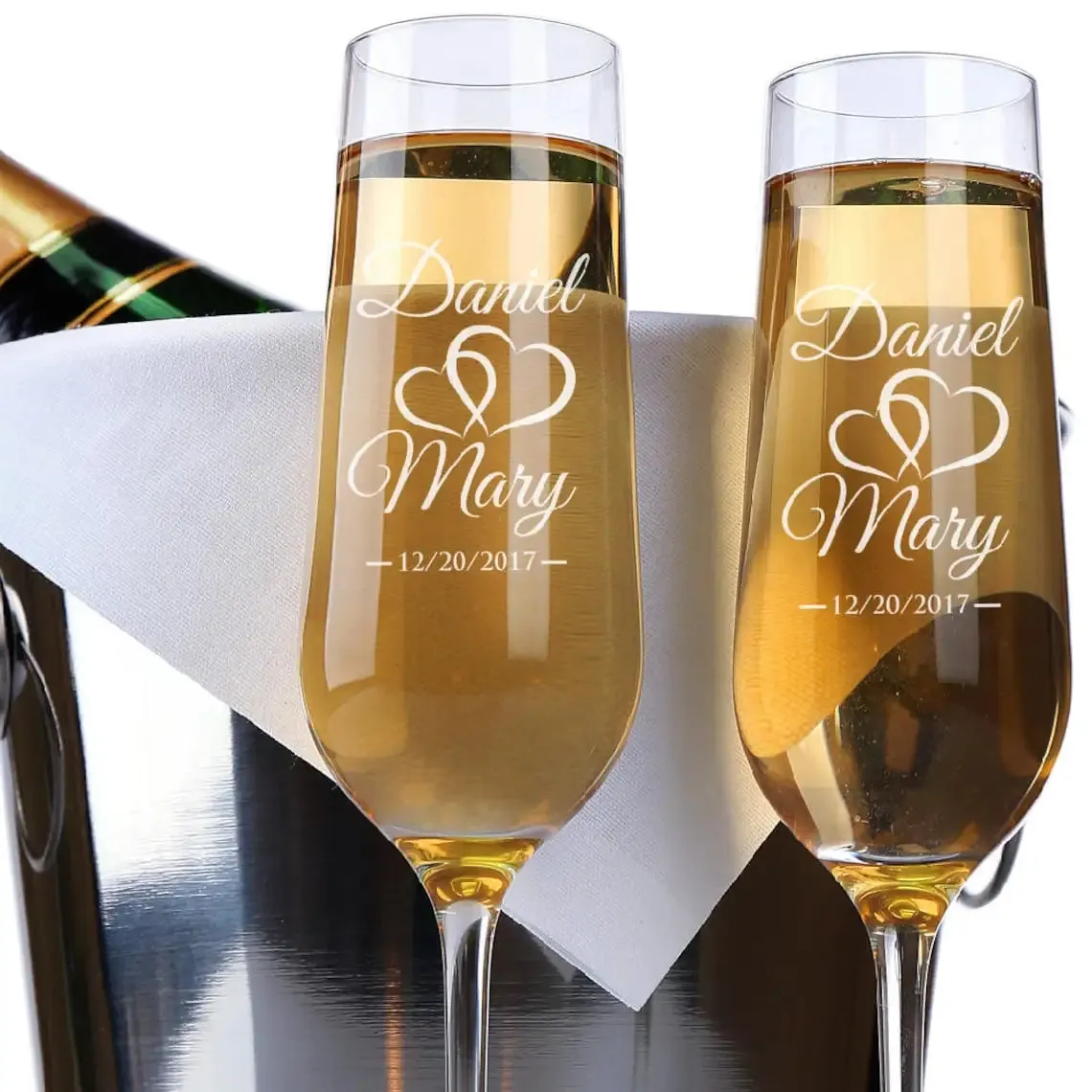 Funki Buys | Glasses | Champagne Flutes | Custom Mr. and Mrs.
