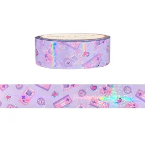 Gamer Girl Pattern washi (15mm   silver holographic foil / overlay)