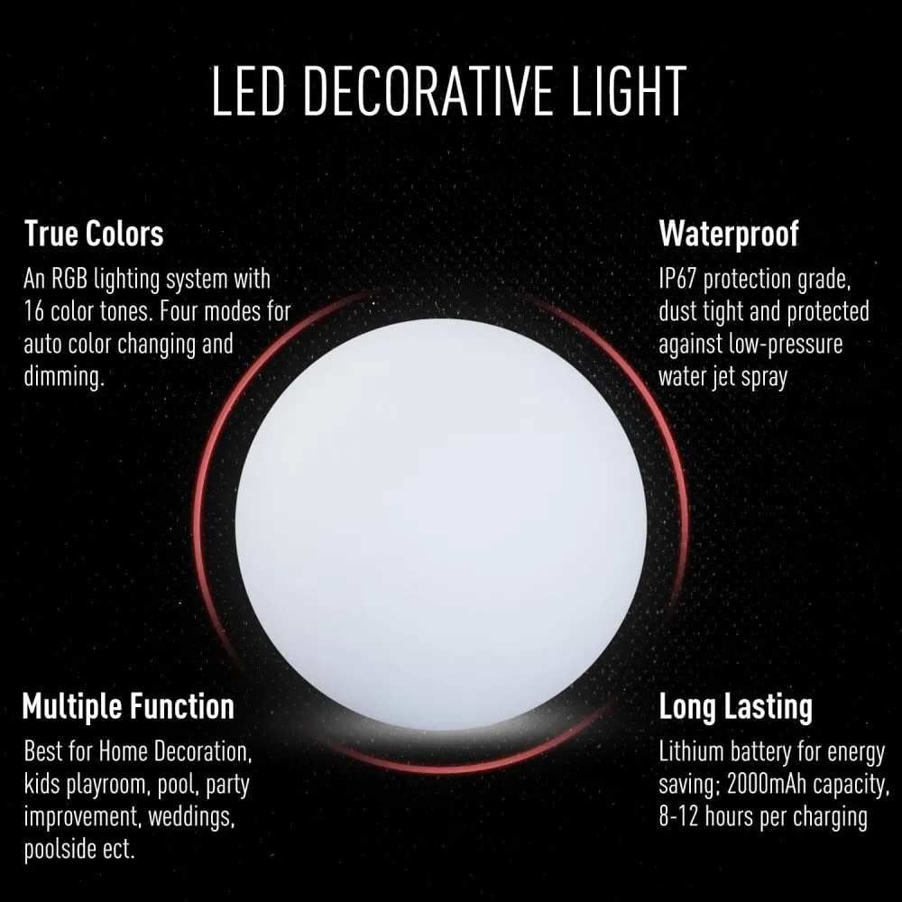 HOMCOM Glowing LED Ball 30CM Colour Change with Rechargeable Battery