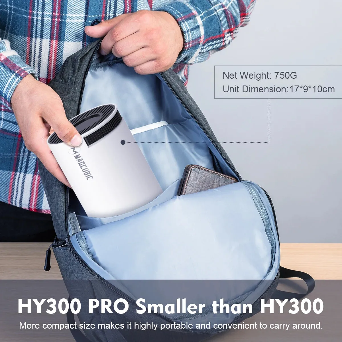 HY300 Pro Portable Projector – Android 11, 4K Support, 1280x720P, Dual WiFi, 260 ANSI Lumens, Bluetooth 5.0