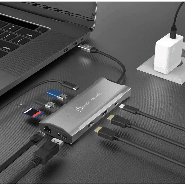 J5Create JCD397 4k60hz Elite USB-c Triple Mini Dock Compatible With USB4 Devices