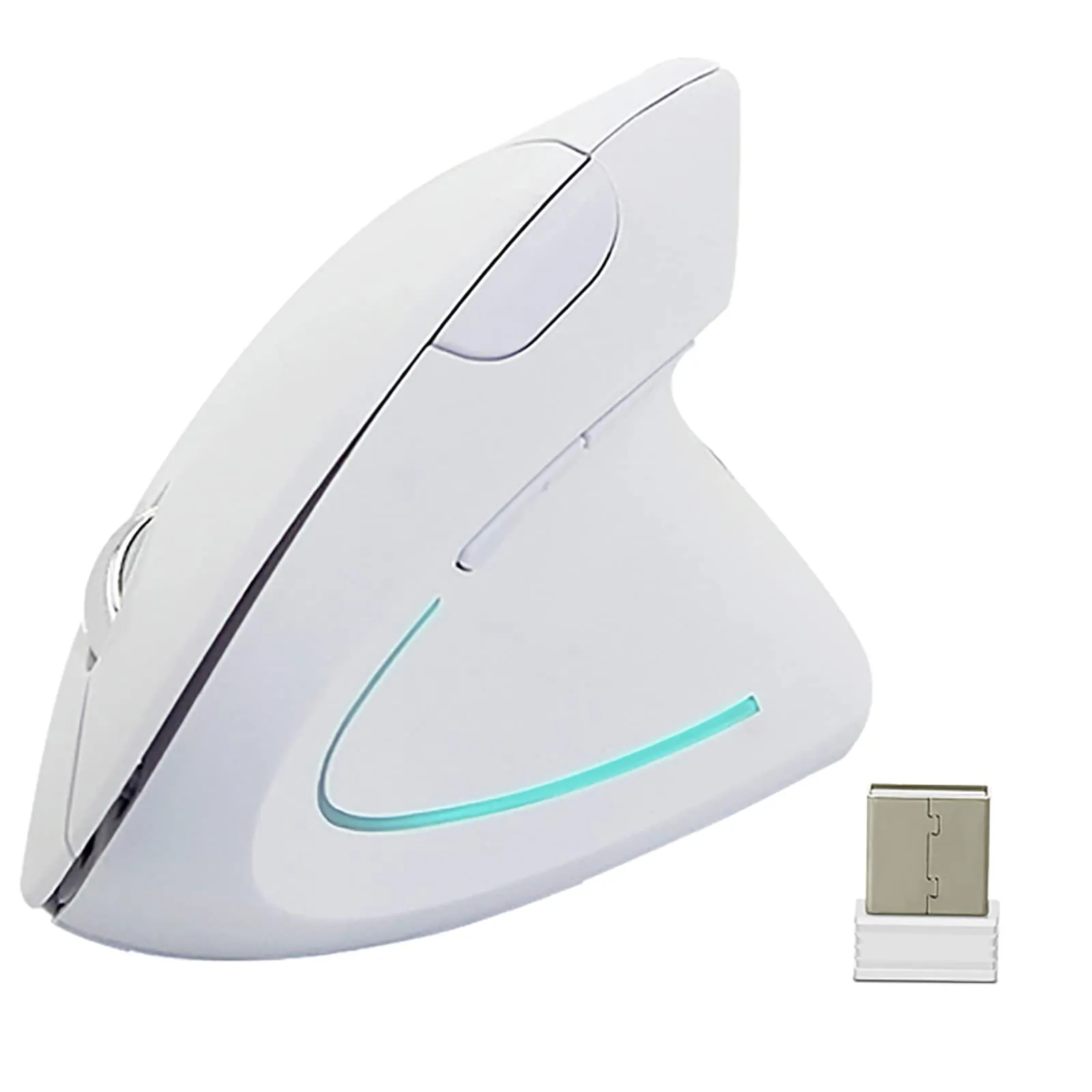 JieruiDeng Vertical Mouse, 2.4G Wireless Ergonomic Optical Mouse 800 / 1200 /1600 DPI 6 Buttons Right Handed Gaming Mice for Laptop, Desktop, PC, MacBook (White)