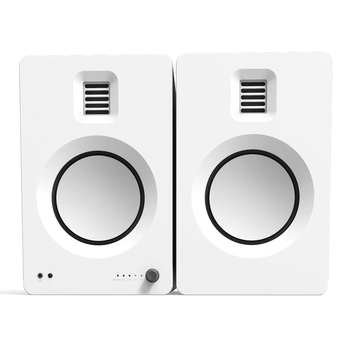 Kanto TUK Premium Powered Bookshelf Speakers with Headphone Out, USB DAC, Dedicated Phono Pre-amp, & Bluetooth - Pair (Matte White)