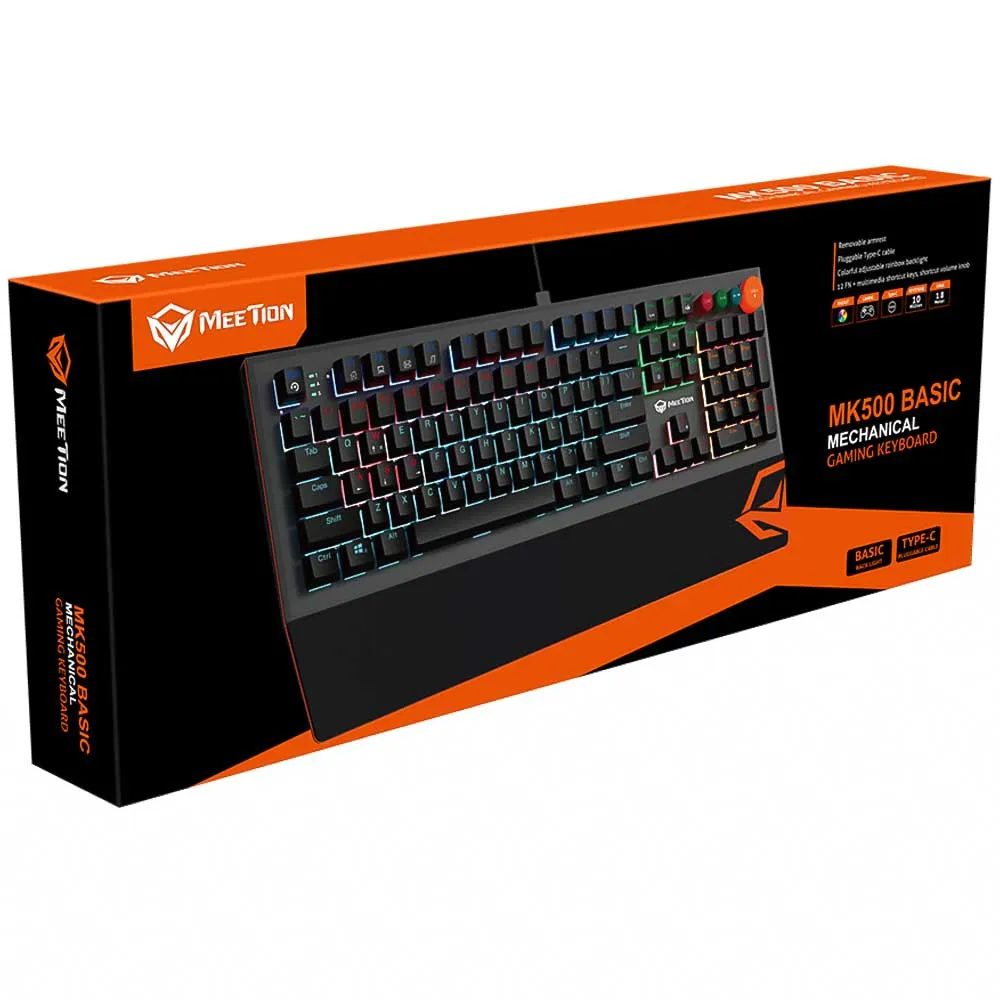 Meetion MK500 Blue Switch Wired Rainbow Gaming Keyboard English & Arabic