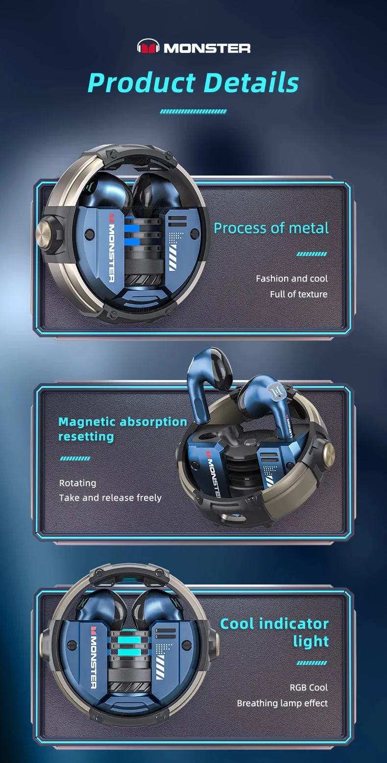 Monster TWS Bluetooth 5.2 Dual Mode Noise Reduction Waterproof Headset