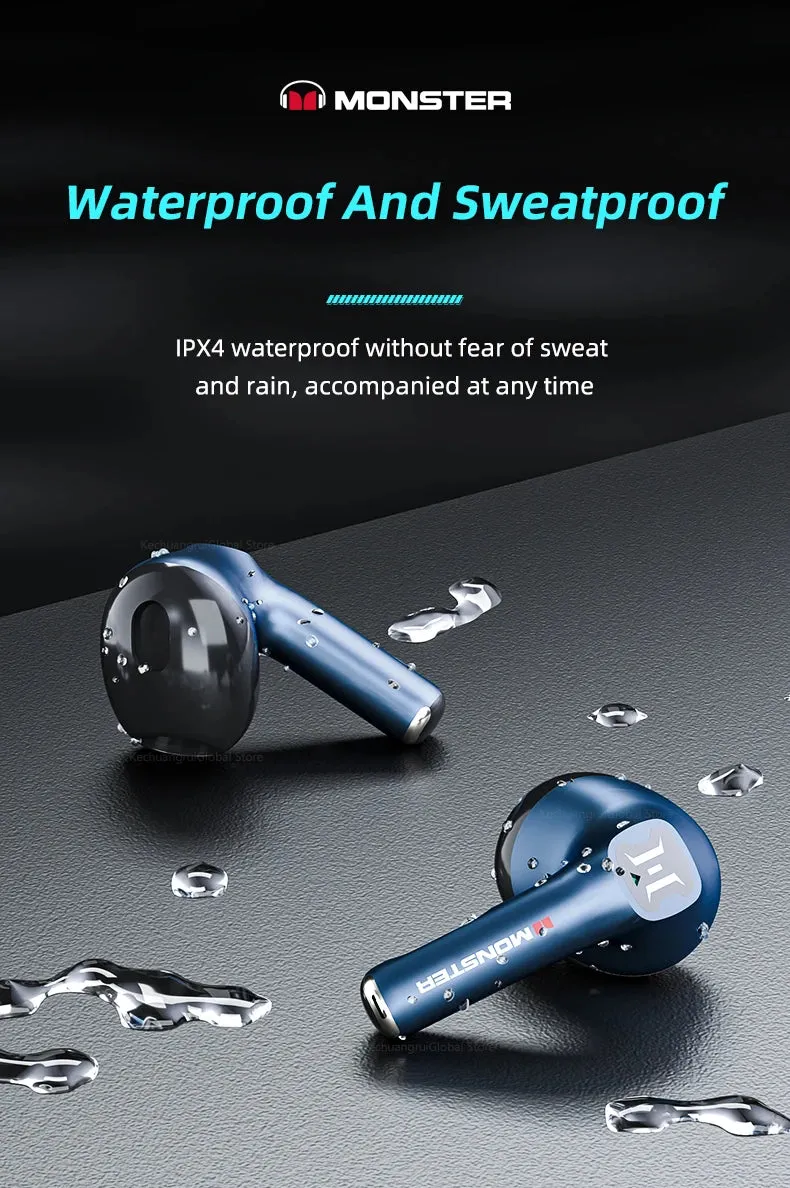 Monster TWS Bluetooth 5.2 Dual Mode Noise Reduction Waterproof Headset