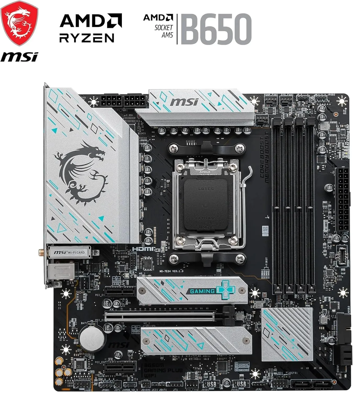 MSI B650M GAMING PLUS WIFI Micro ATX (mATX) AMD Gaming Motherboard | AMD AM5 Socket