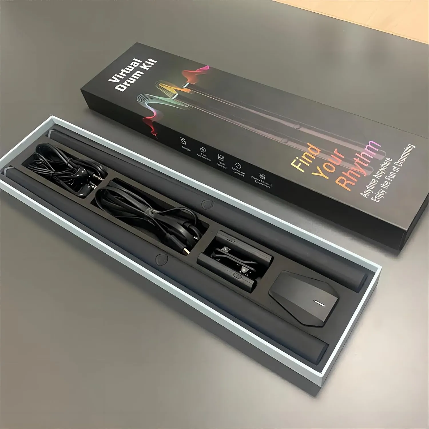New in sealed box! VIRTUAL Air Drum Sticks Set, Virtual Drum Set Portable Simulation 2 Modes MIDI Support for Beginners Retails $170 
