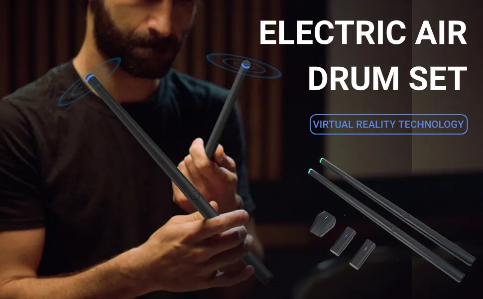 New in sealed box! VIRTUAL Air Drum Sticks Set, Virtual Drum Set Portable Simulation 2 Modes MIDI Support for Beginners Retails $170 