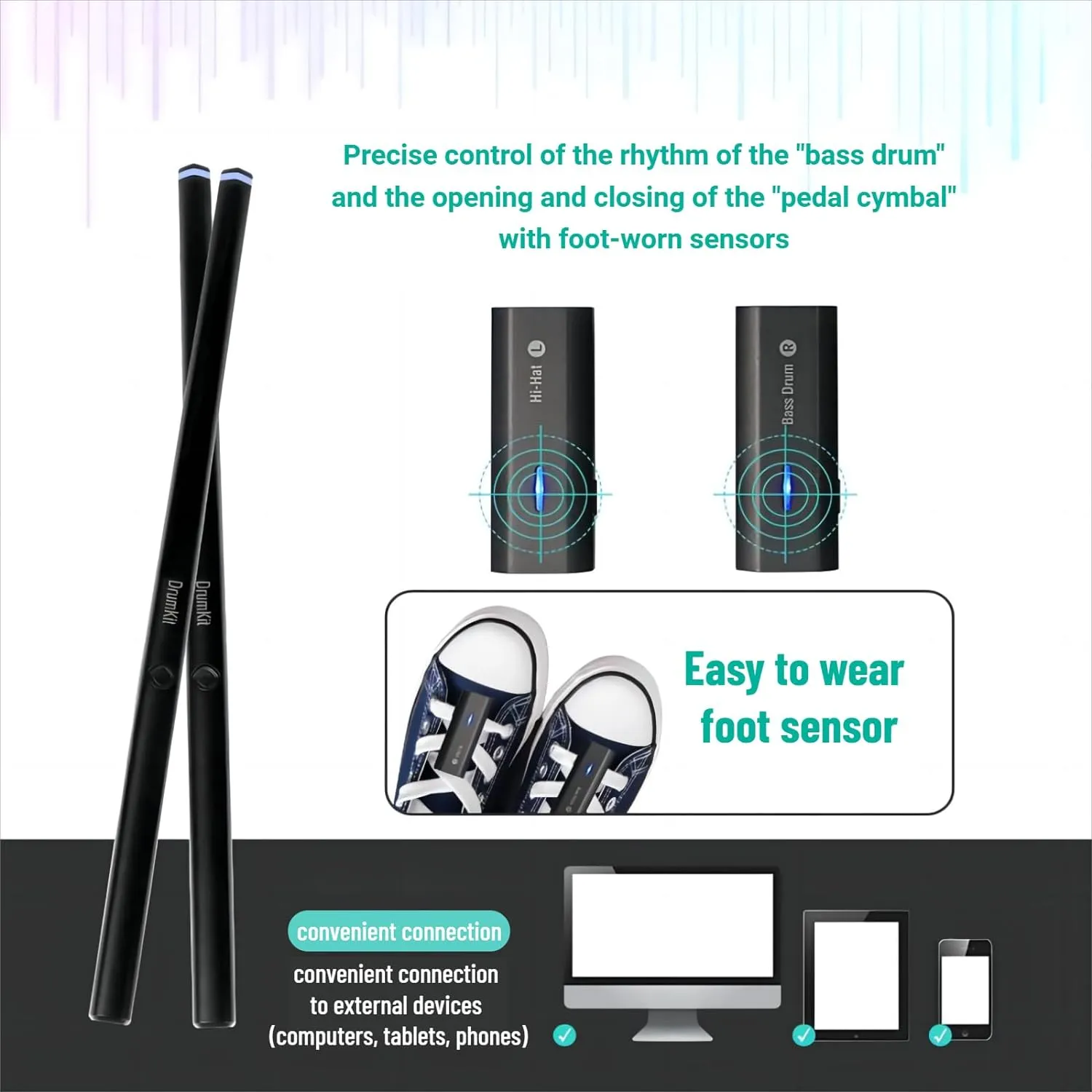 New in sealed box! VIRTUAL Air Drum Sticks Set, Virtual Drum Set Portable Simulation 2 Modes MIDI Support for Beginners Retails $170 