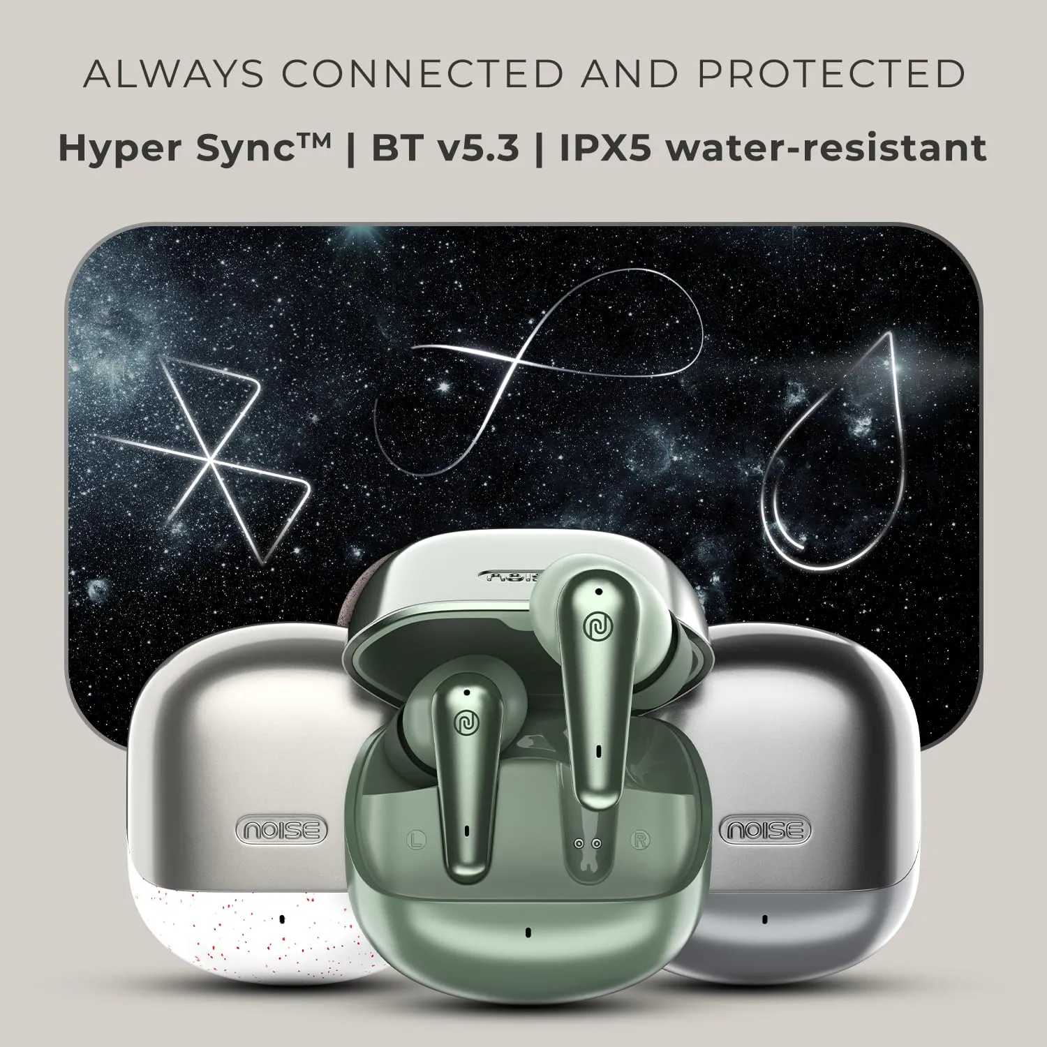 Noise Buds X Prime in-Ear Truly Wireless Earbuds with 120H of Playtime, Quad Mic with ENC, Instacharge(10 min=200 min),Premium Dual Tone Finish, 11mm Driver, BT v5.3(Silver Grey)