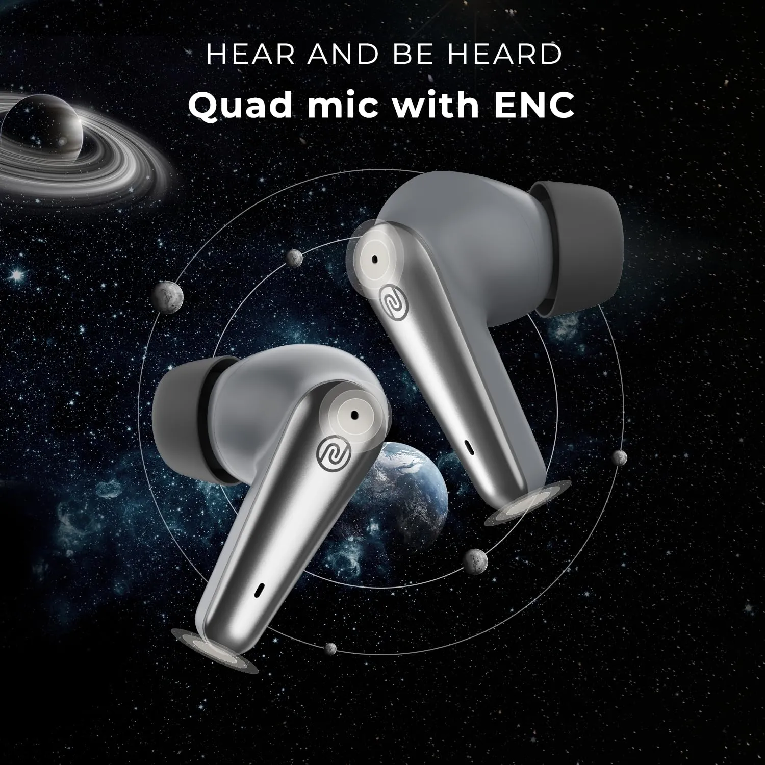 Noise Buds X Prime in-Ear Truly Wireless Earbuds with 120H of Playtime, Quad Mic with ENC, Instacharge(10 min=200 min),Premium Dual Tone Finish, 11mm Driver, BT v5.3(Silver Grey)