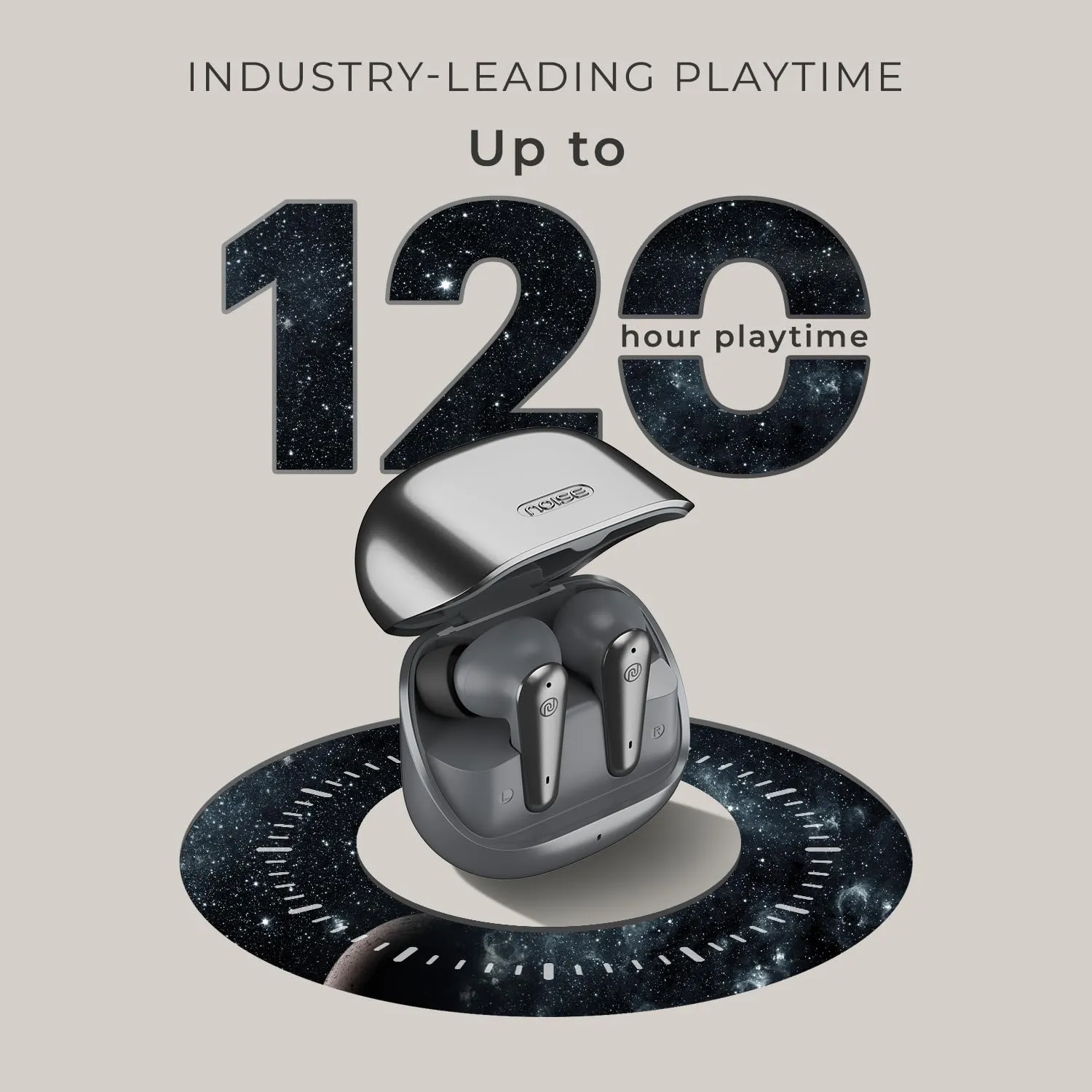 Noise Buds X Prime in-Ear Truly Wireless Earbuds with 120H of Playtime, Quad Mic with ENC, Instacharge(10 min=200 min),Premium Dual Tone Finish, 11mm Driver, BT v5.3(Silver Grey)