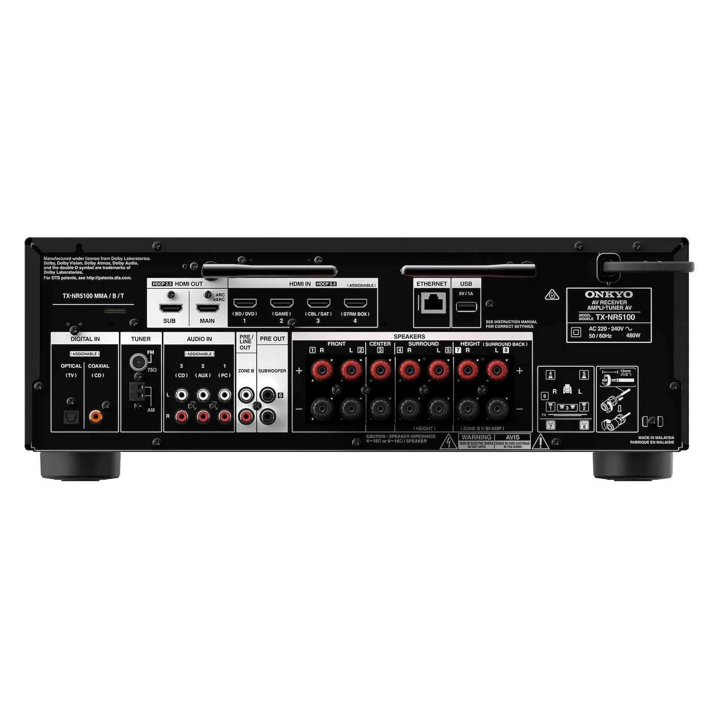 Onkyo TX-NR5100 7.2-Channel 8K AV Receiver with Dolby Atmos Alexa Compatible