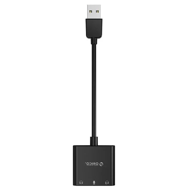 ORICO External USB Sound Card with 3-Port 3.5mm Audio Output for Microphones, Headphones & Speakers to PC/Computer Desktops & Laptops (Windows, macOS & Linux) | ORICO-SKT3