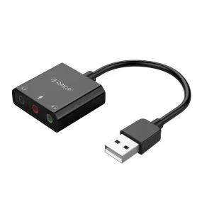ORICO External USB Sound Card with 3-Port 3.5mm Audio Output for Microphones, Headphones & Speakers to PC/Computer Desktops & Laptops (Windows, macOS & Linux) | ORICO-SKT3