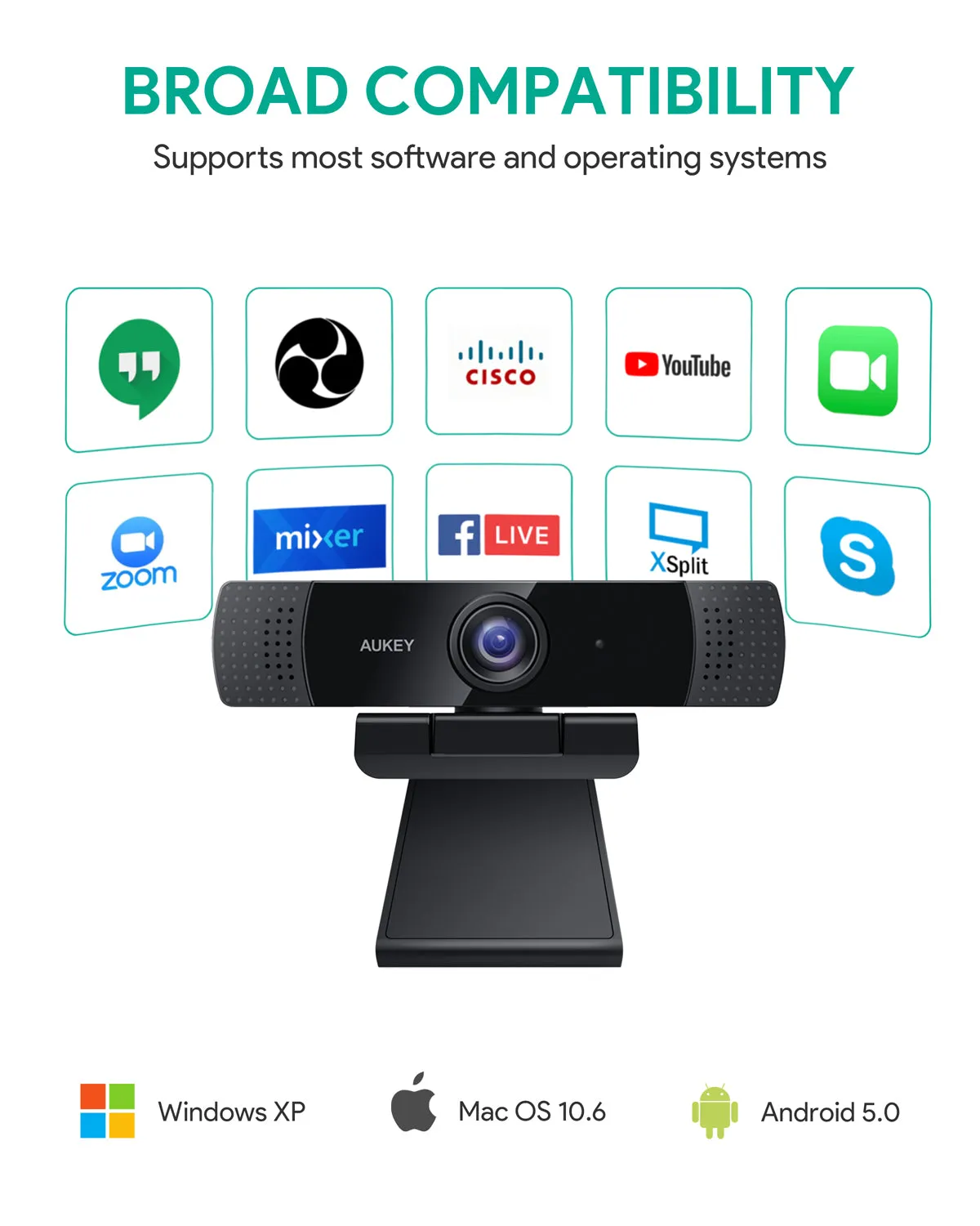 PC-LM1E Stream Series 1080P Dual-Mic Webcam