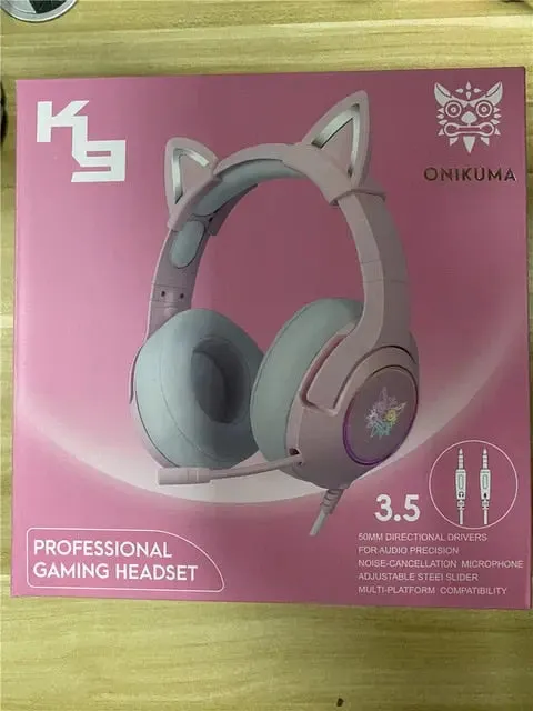 Pink Cat Ear gaming headset with microphone