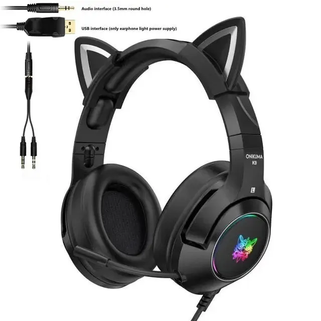 Pink Cat Ear gaming headset with microphone