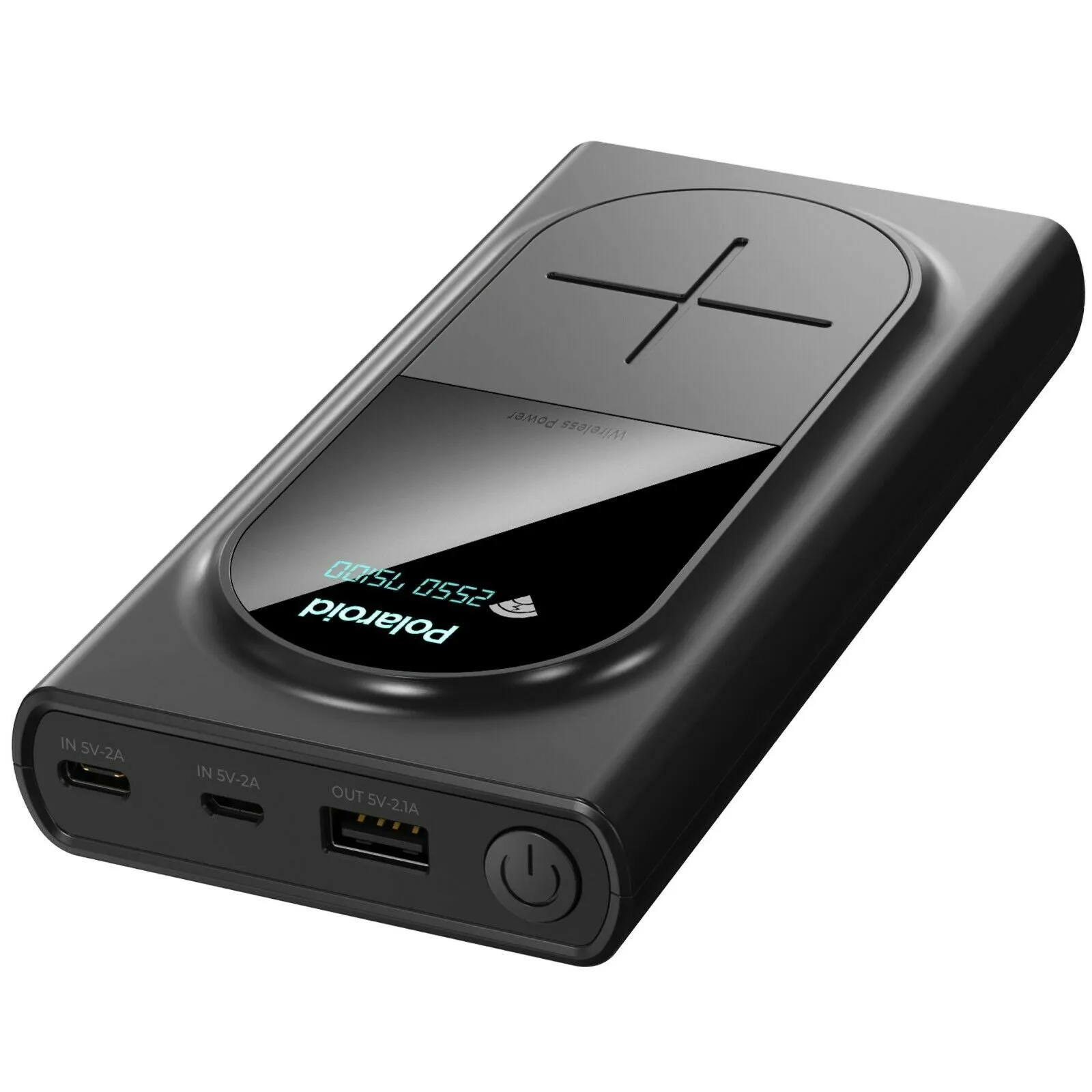 Polaroid Portable Wireless Power Bank - 10000mAh, USB Charging, Digital Display