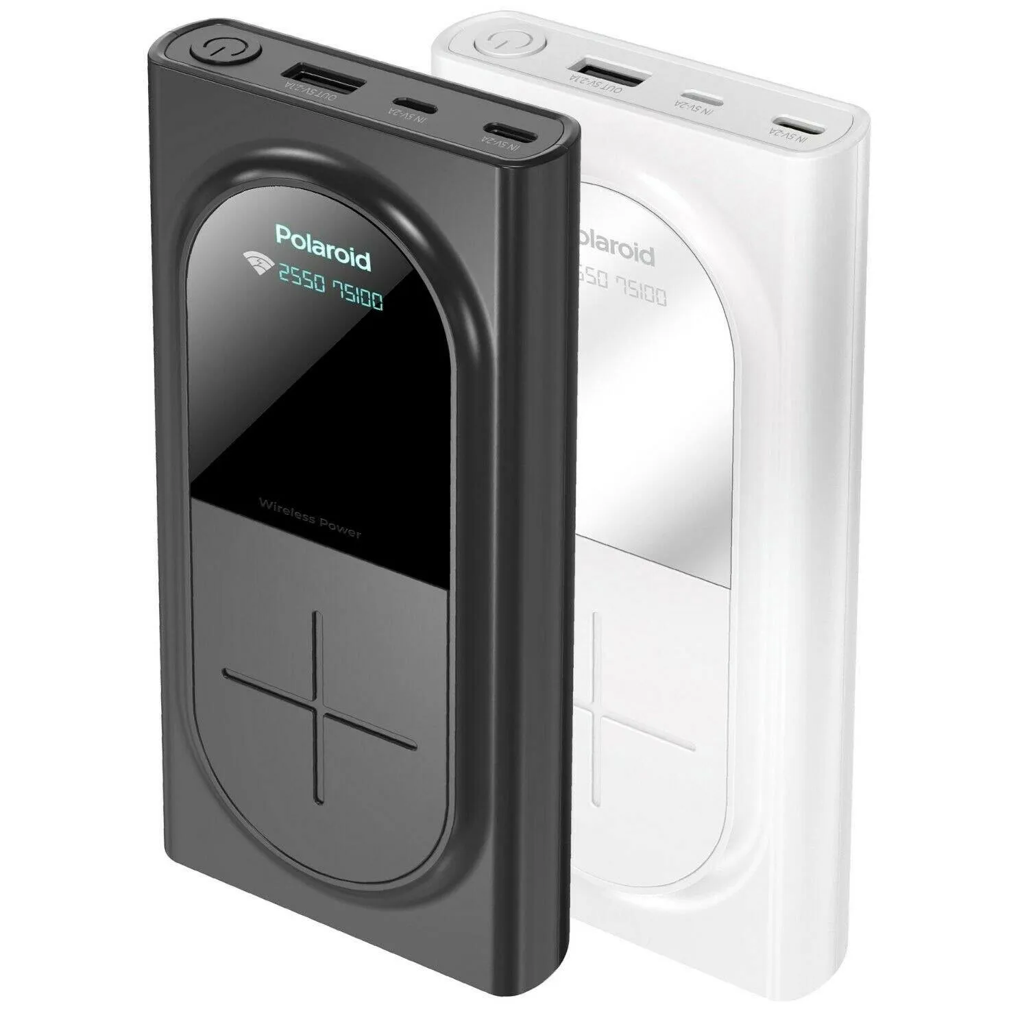 Polaroid Portable Wireless Power Bank - 10000mAh, USB Charging, Digital Display