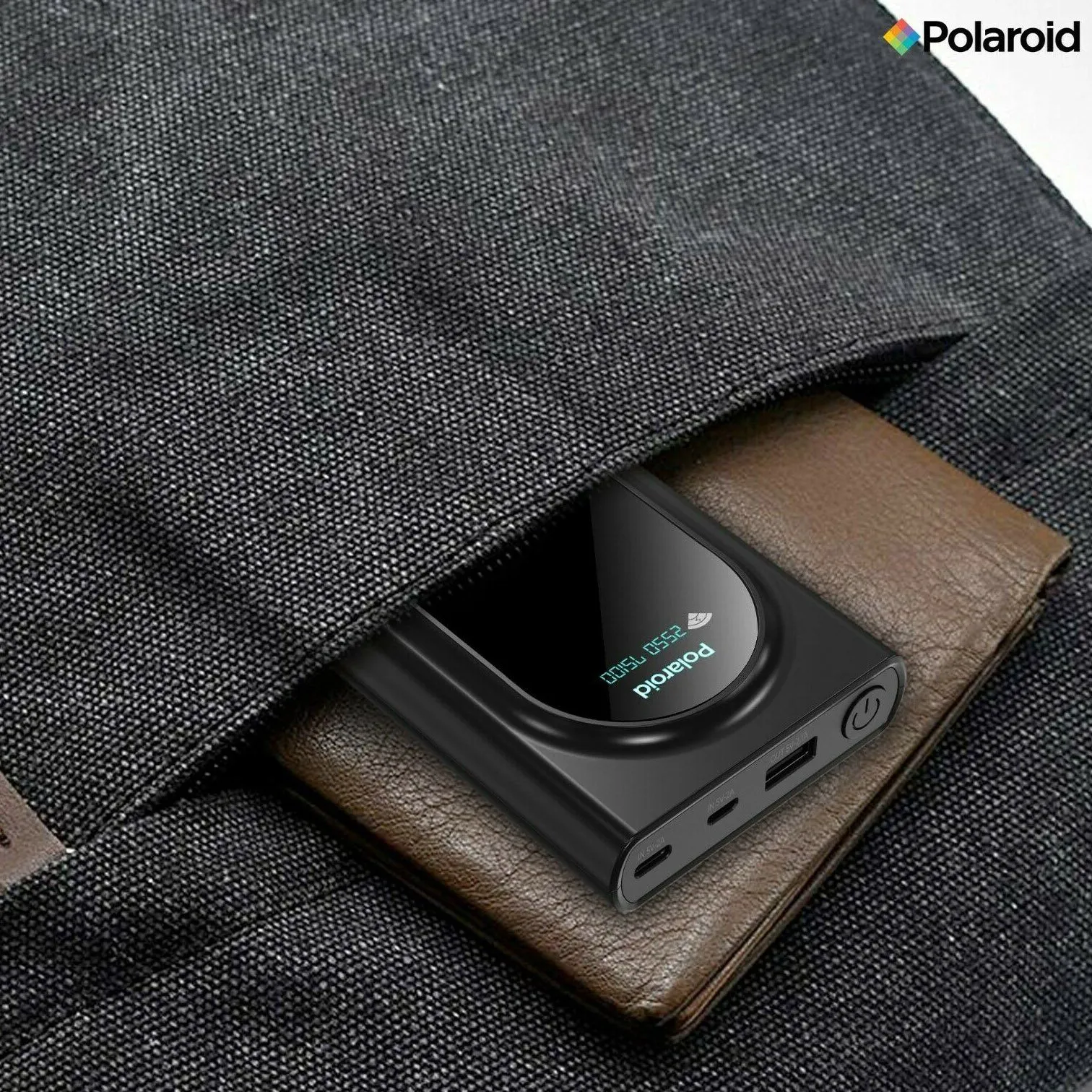 Polaroid Portable Wireless Power Bank - 10000mAh, USB Charging, Digital Display