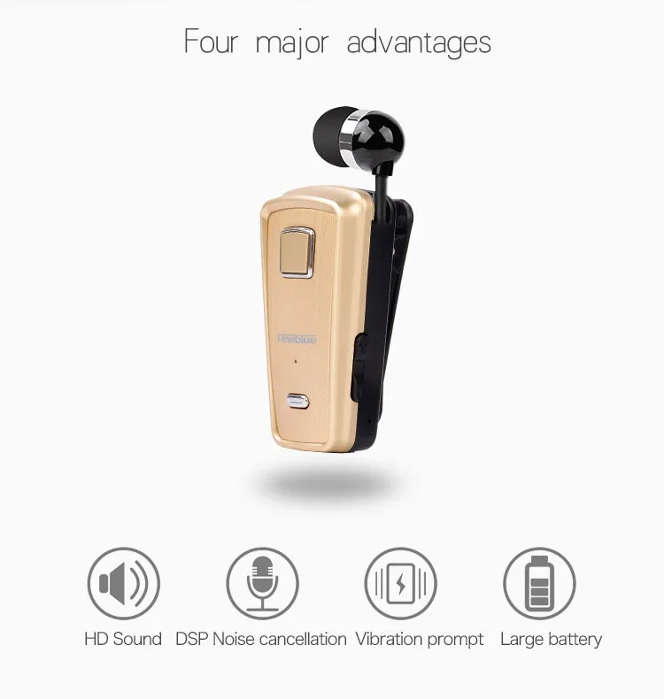 Premium Retractable Bluetooth Headset with Anti-Theft Design and Vibration Alerts
