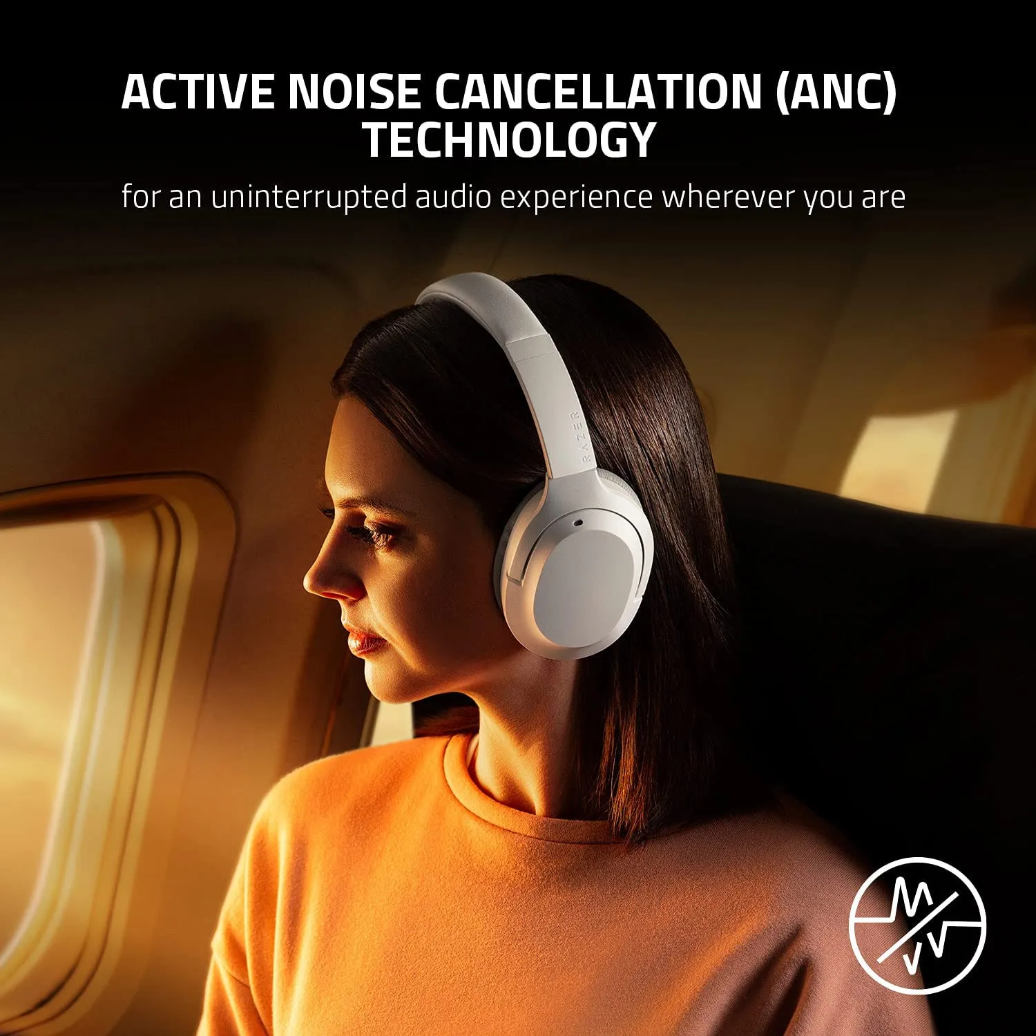 Razer Headset Opus X Wireless Low Latency Headset: Active Noise Cancellation (ANC) - Bluetooth 5.0-60ms Low Latency - Customed-Tuned 40mm Drivers - Built-in Microphones - Quartz