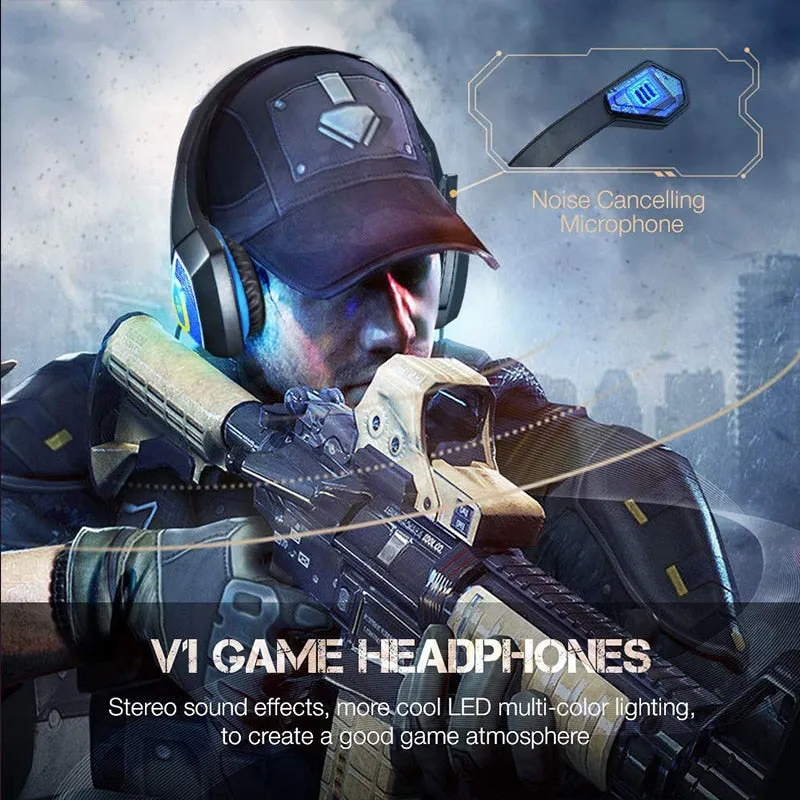 RGB Light Emitting Wired Gaming Headset with Large Ear Cups