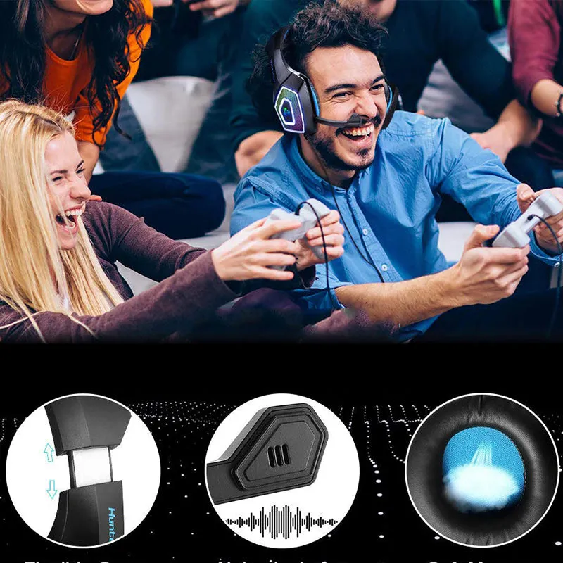 RGB Light Emitting Wired Gaming Headset with Large Ear Cups