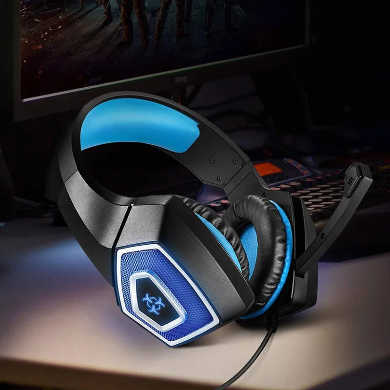RGB Light Emitting Wired Gaming Headset with Large Ear Cups