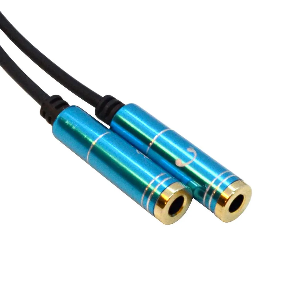 SA-Y32- 1 Foot 3.5mm Male TRRS to Dual 3.5mm Female Y Splitter Cable - Headset Adapter for Gaming, Phones, Tablet