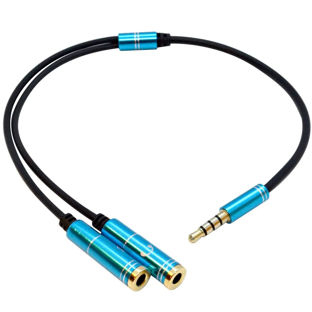 SA-Y32- 1 Foot 3.5mm Male TRRS to Dual 3.5mm Female Y Splitter Cable - Headset Adapter for Gaming, Phones, Tablet