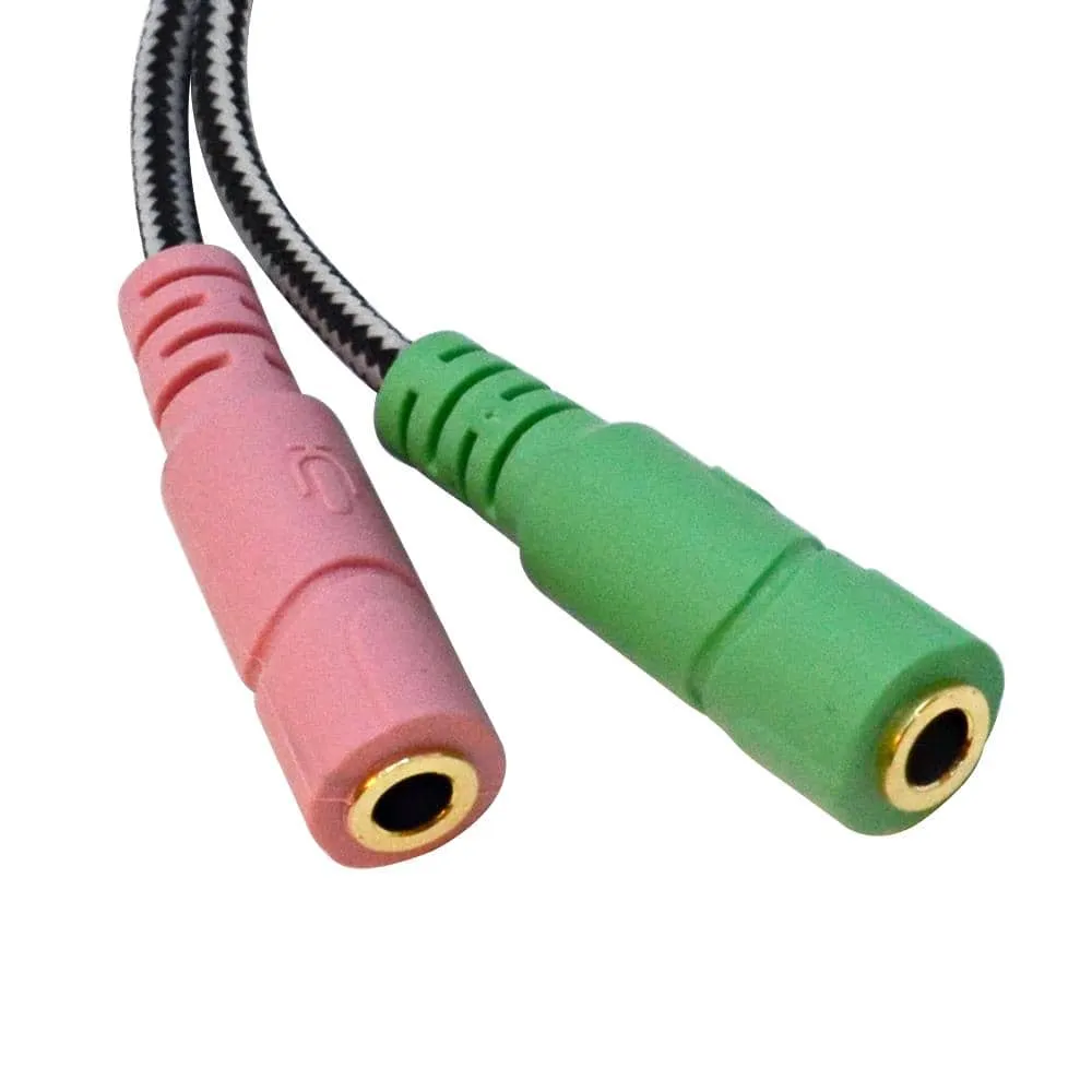 SA-Y33- 10 Inch Headset Adapter 3.5mm Male TRRS to Dual 3.5mm Female Y Splitter Cable - Headset Adapter for Gaming, Phones, Tablet