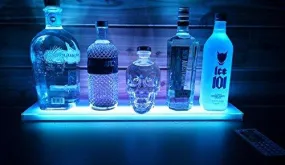 Sea Star Home Bar Lighting - 2 Ft LED Lighted Liquor Bottle Display Shelf Includes Remote Control