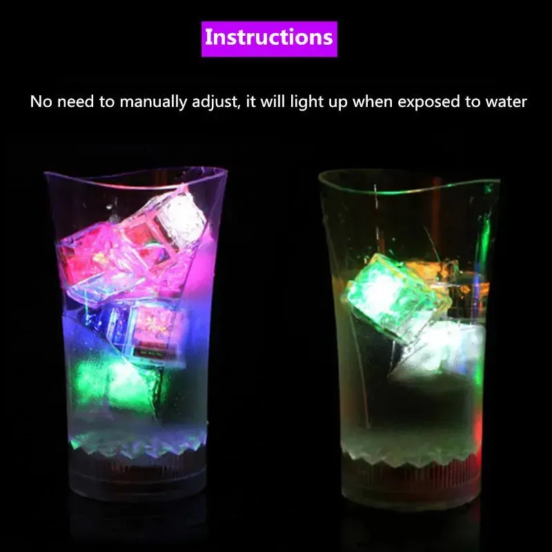 Set of 6 Luminous LED Ice Cubes: Glowing Party Accessories for Halloween, Christmas, and Festivals