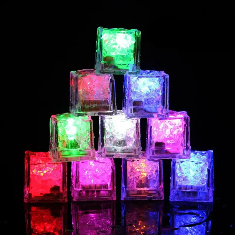 Set of 6 Luminous LED Ice Cubes: Glowing Party Accessories for Halloween, Christmas, and Festivals