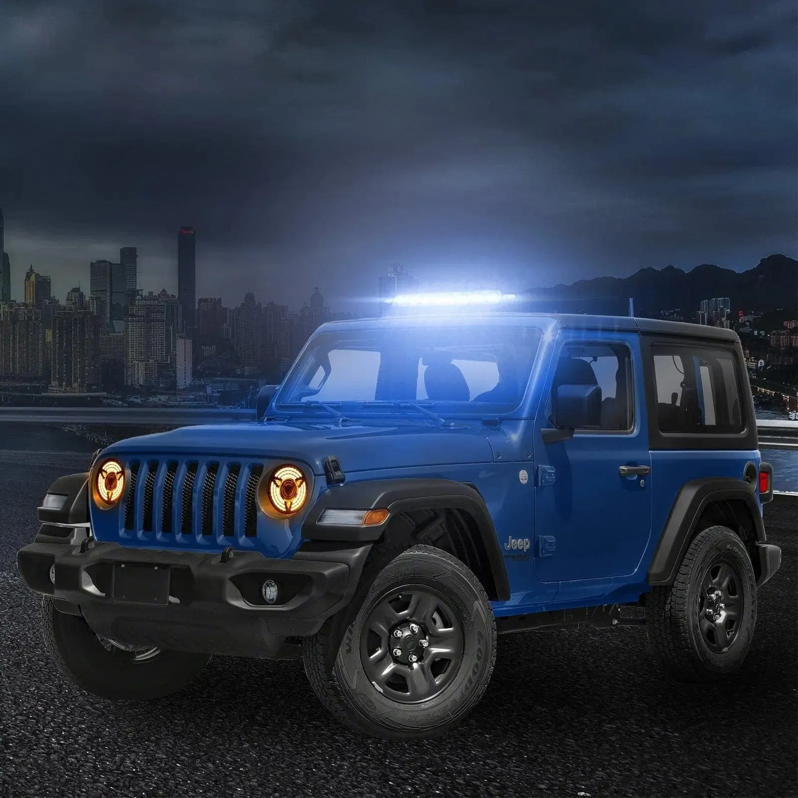 Suparee 7'' Jeep Headlights With Turn Signal & 22" RGB Light Bar