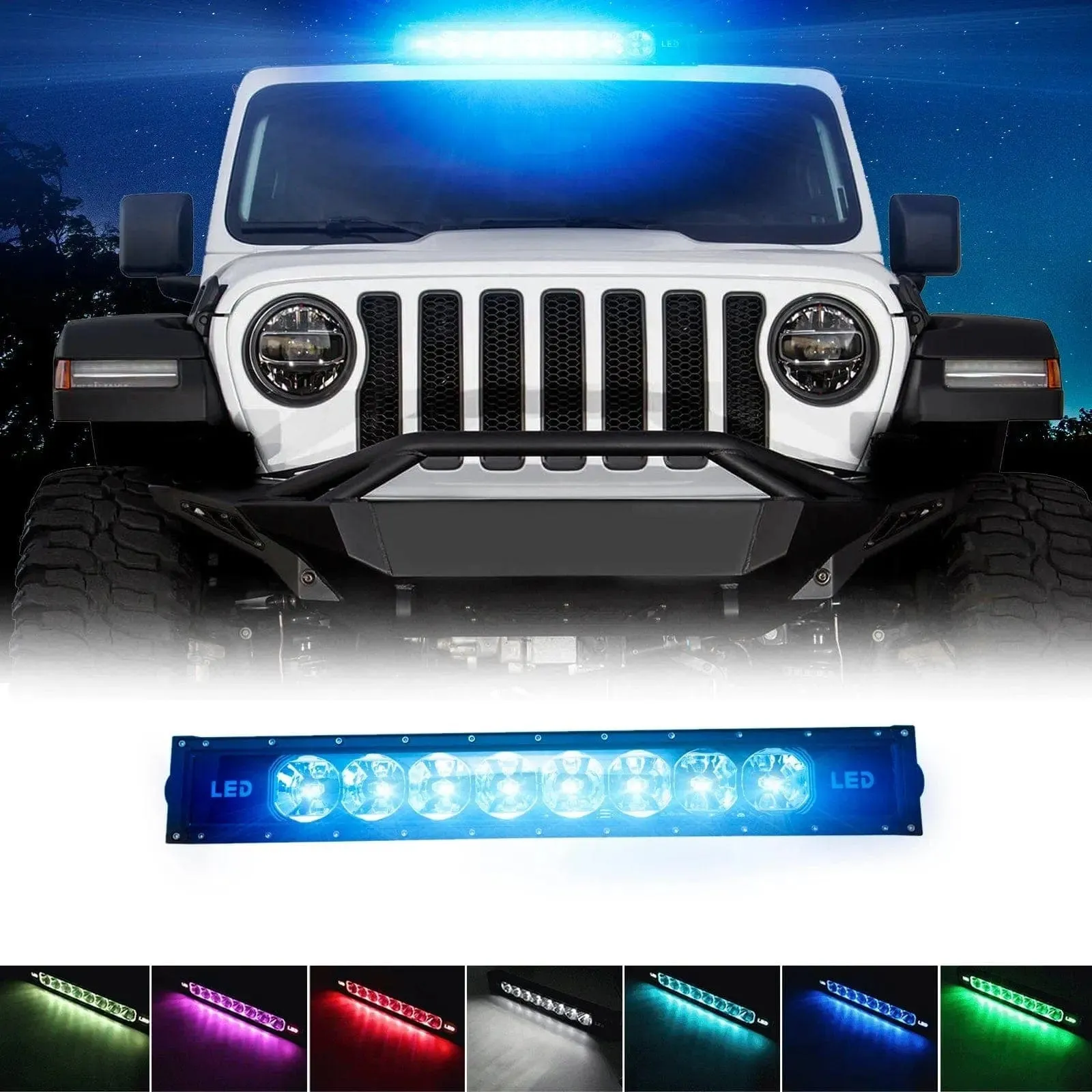 Suparee Jeep 22" RGB LED Light Bar for All Wrangler JL JK TJ LJ YJ