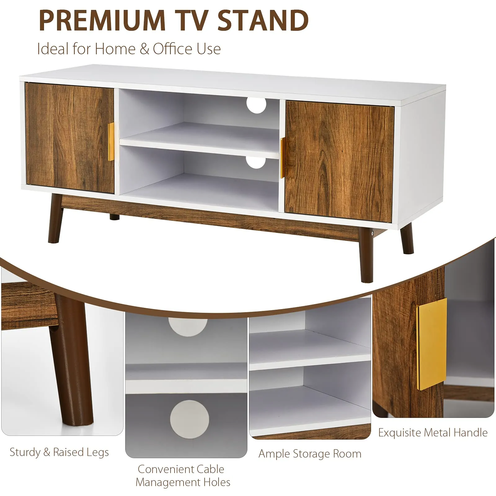 Tangkula 2 Door TV Stand for TVs up to 50 inch Flat Screen, Entertainment Center w/Open Storage Shelf