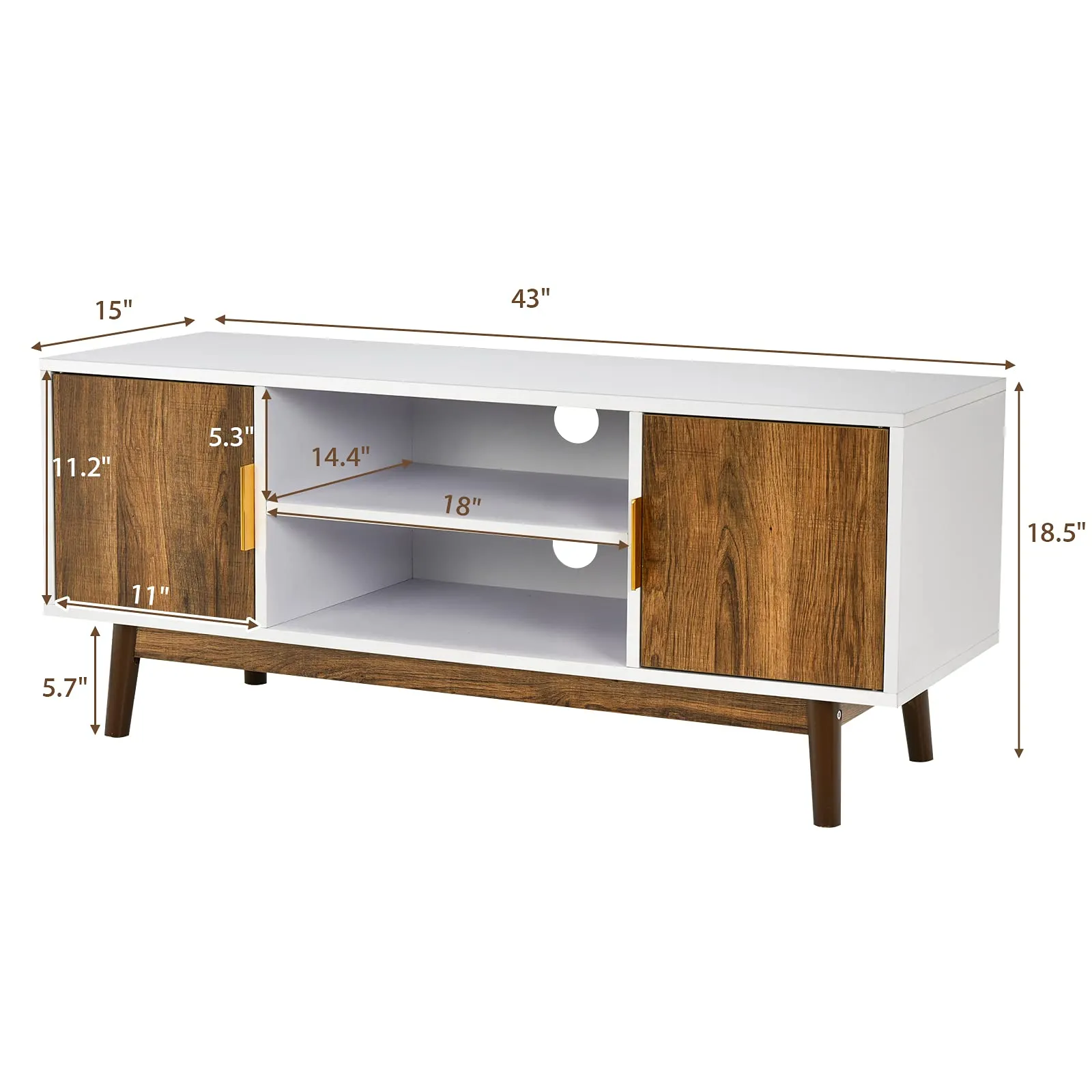 Tangkula 2 Door TV Stand for TVs up to 50 inch Flat Screen, Entertainment Center w/Open Storage Shelf