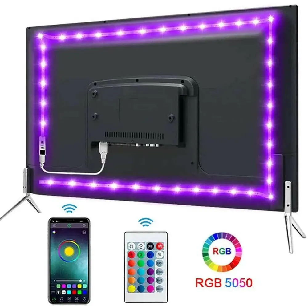 Tape Bluetooth USB LED Strip Light Lights Flexible LED Lamp Tape Ribbon RGB Self-adhesive TV Desktop Diode