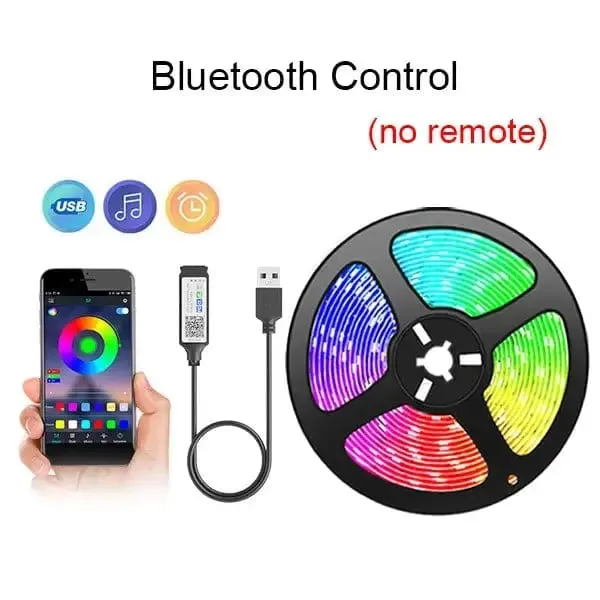 Tape Bluetooth USB LED Strip Light Lights Flexible LED Lamp Tape Ribbon RGB Self-adhesive TV Desktop Diode