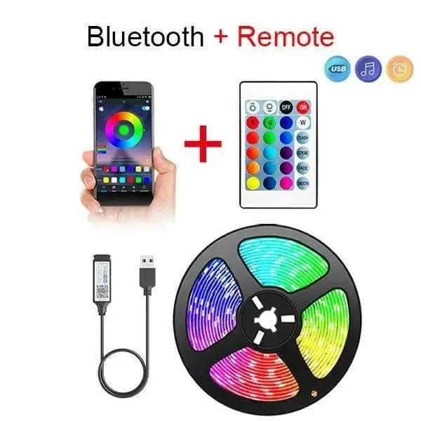 Tape Bluetooth USB LED Strip Light Lights Flexible LED Lamp Tape Ribbon RGB Self-adhesive TV Desktop Diode