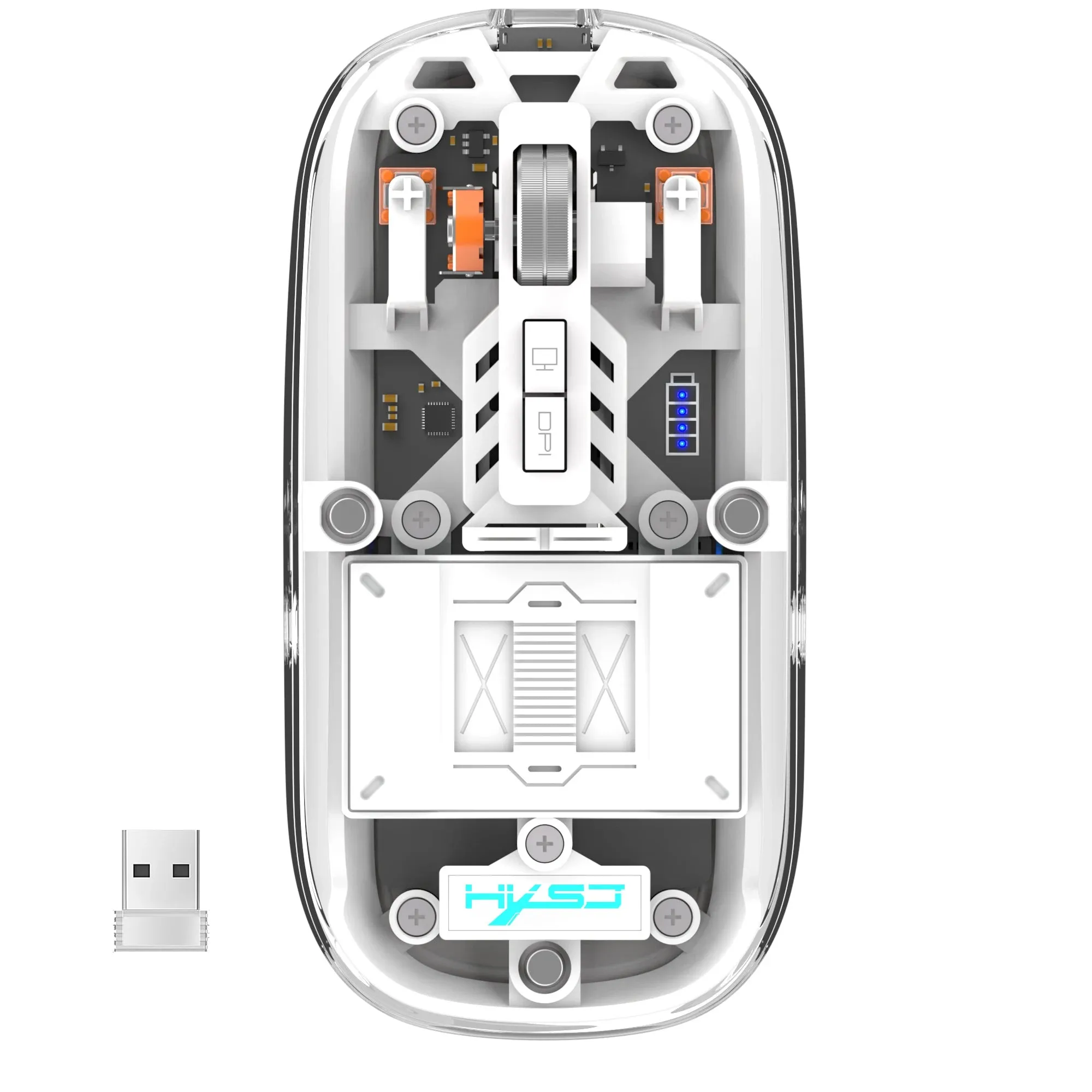 Tri-Mode Bluetooth Transparent Gaming Mouse – RGB Wireless Rechargeable Mouse with 2.4G & Dual Bluetooth for PC and Laptop