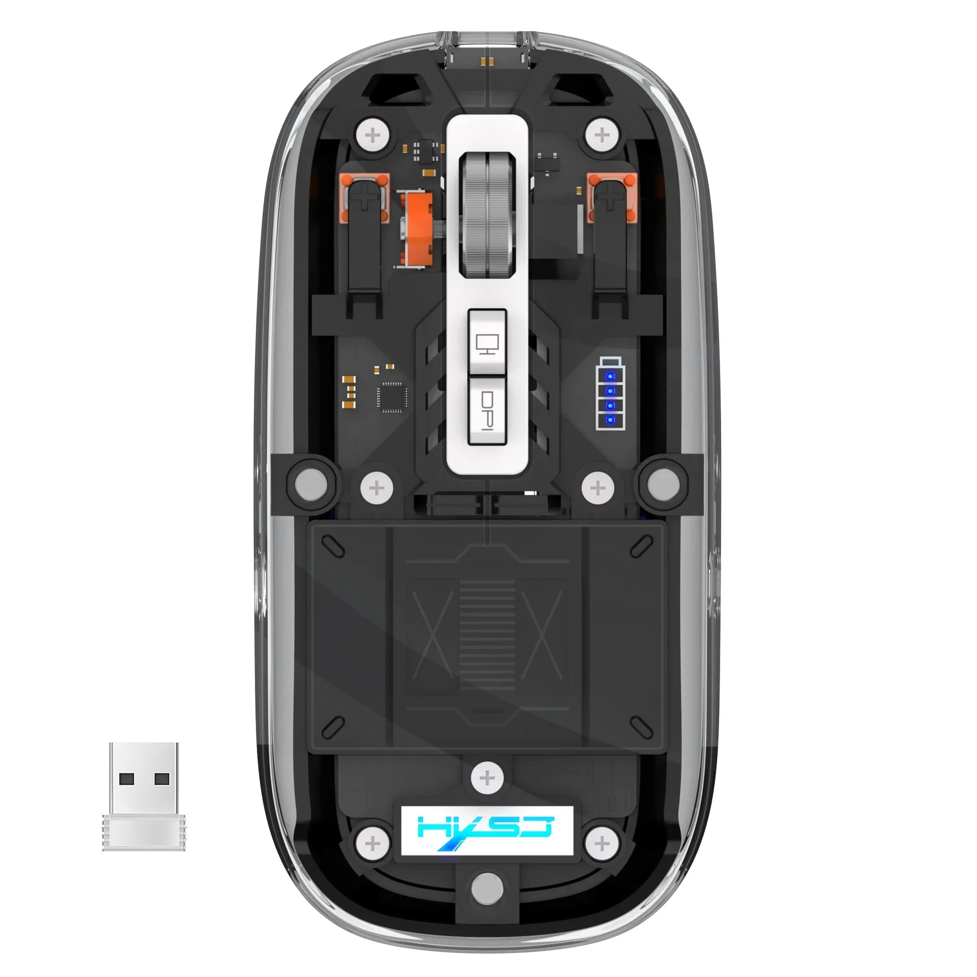Tri-Mode Bluetooth Transparent Gaming Mouse – RGB Wireless Rechargeable Mouse with 2.4G & Dual Bluetooth for PC and Laptop