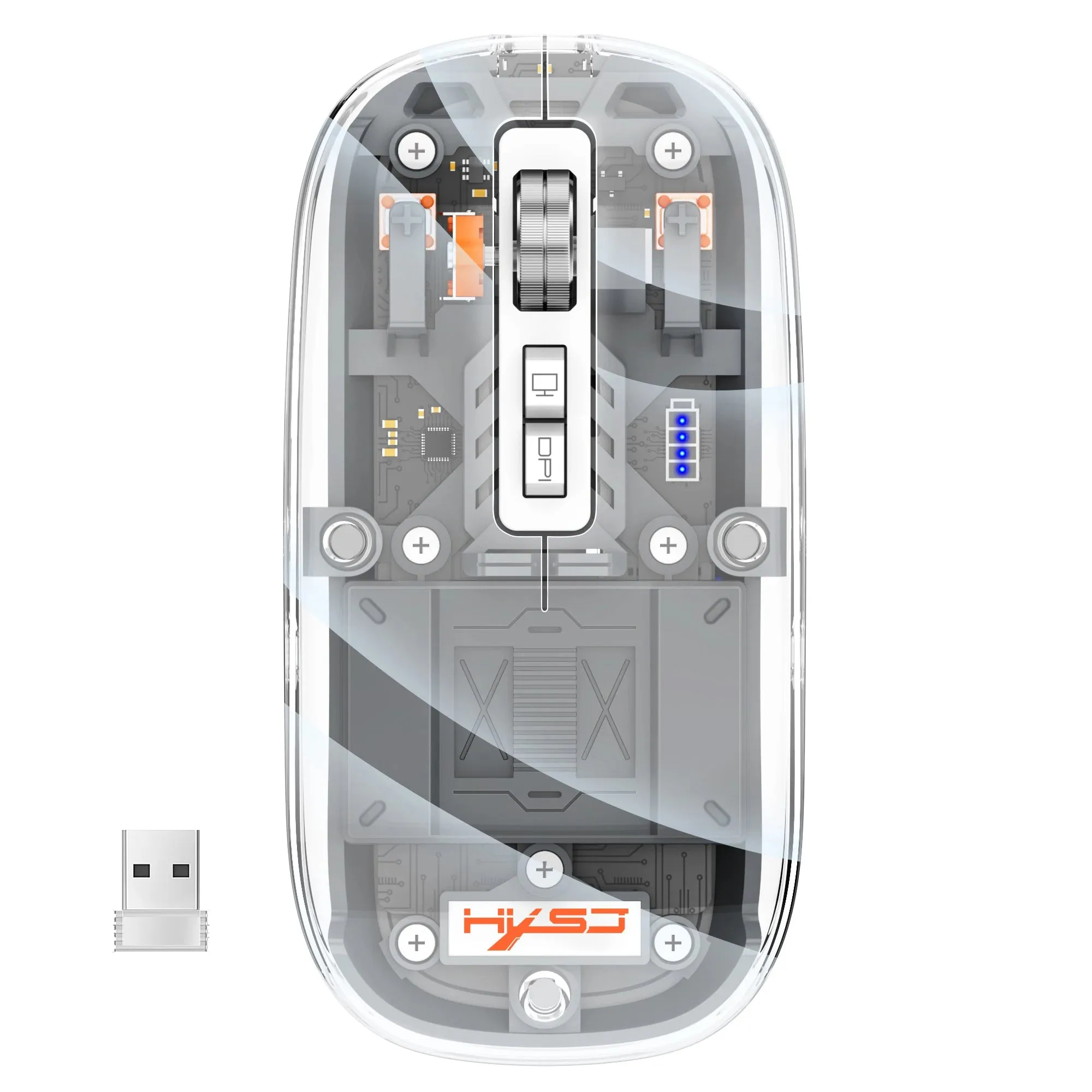 Tri-Mode Bluetooth Transparent Gaming Mouse – RGB Wireless Rechargeable Mouse with 2.4G & Dual Bluetooth for PC and Laptop