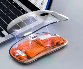 Tri-Mode Bluetooth Transparent Gaming Mouse – RGB Wireless Rechargeable Mouse with 2.4G & Dual Bluetooth for PC and Laptop