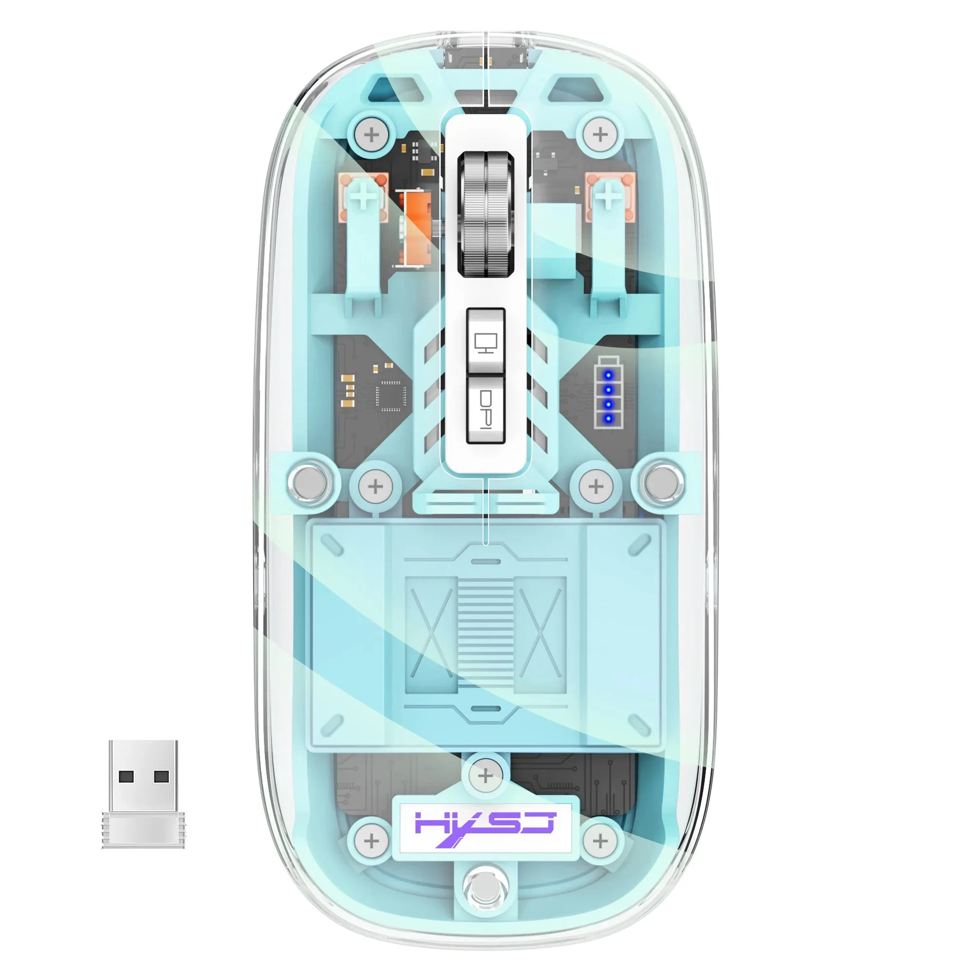 Tri-Mode Bluetooth Transparent Gaming Mouse – RGB Wireless Rechargeable Mouse with 2.4G & Dual Bluetooth for PC and Laptop